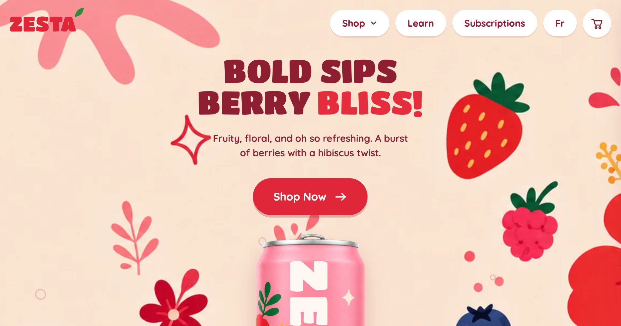 Zesta drink-brand website demo by Genesis Works.