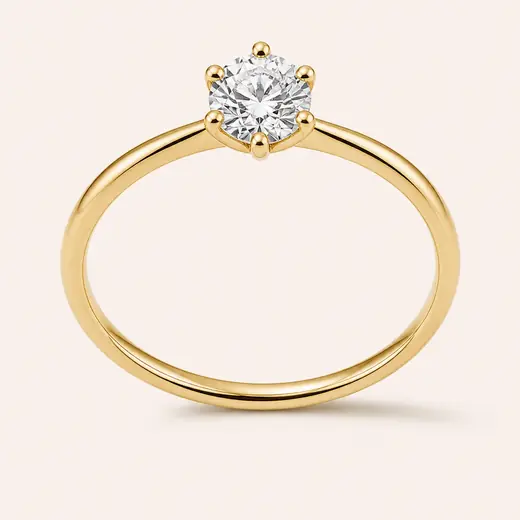 Aurea Solitaire ring in 18k yellow gold