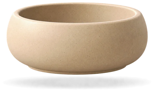 Wide pot, shallow beige ceramic planter